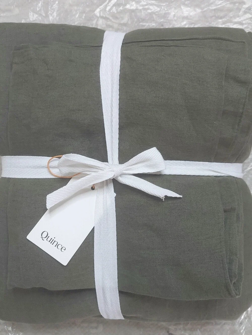 NWT! Quince European Linen Olive Duvet Cover & Shams! Sz. King/ Cal King! (981)